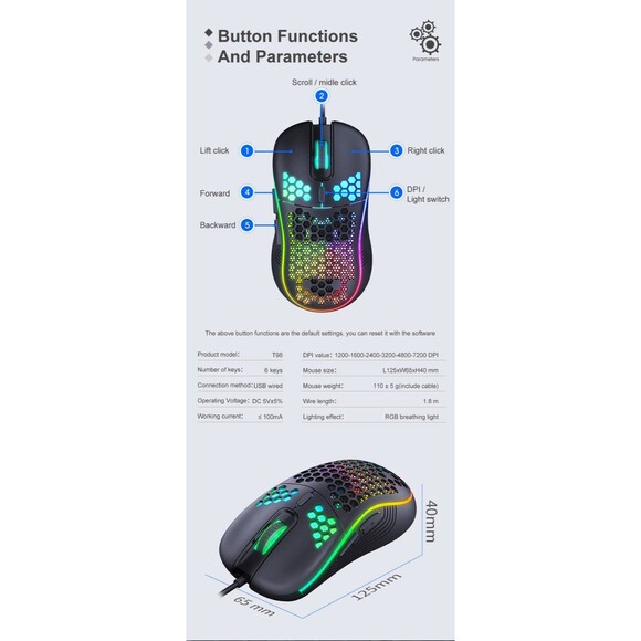 Usb Wired Gaming Mouse (WHITE) - Picture 2 of 9